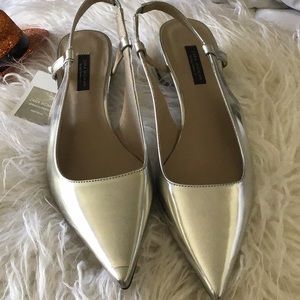 Zara Silver flat Sandals size 6.5